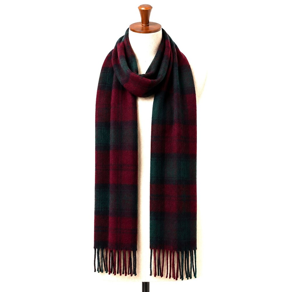 New Edinburgh 100% Lambswool Lindsay Tartan Plaid Scarf Fringe Preppy Heritage